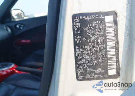 2011 Nissan Juke Sl from USA, damaged, VIN JN8AF5MV4BT016181